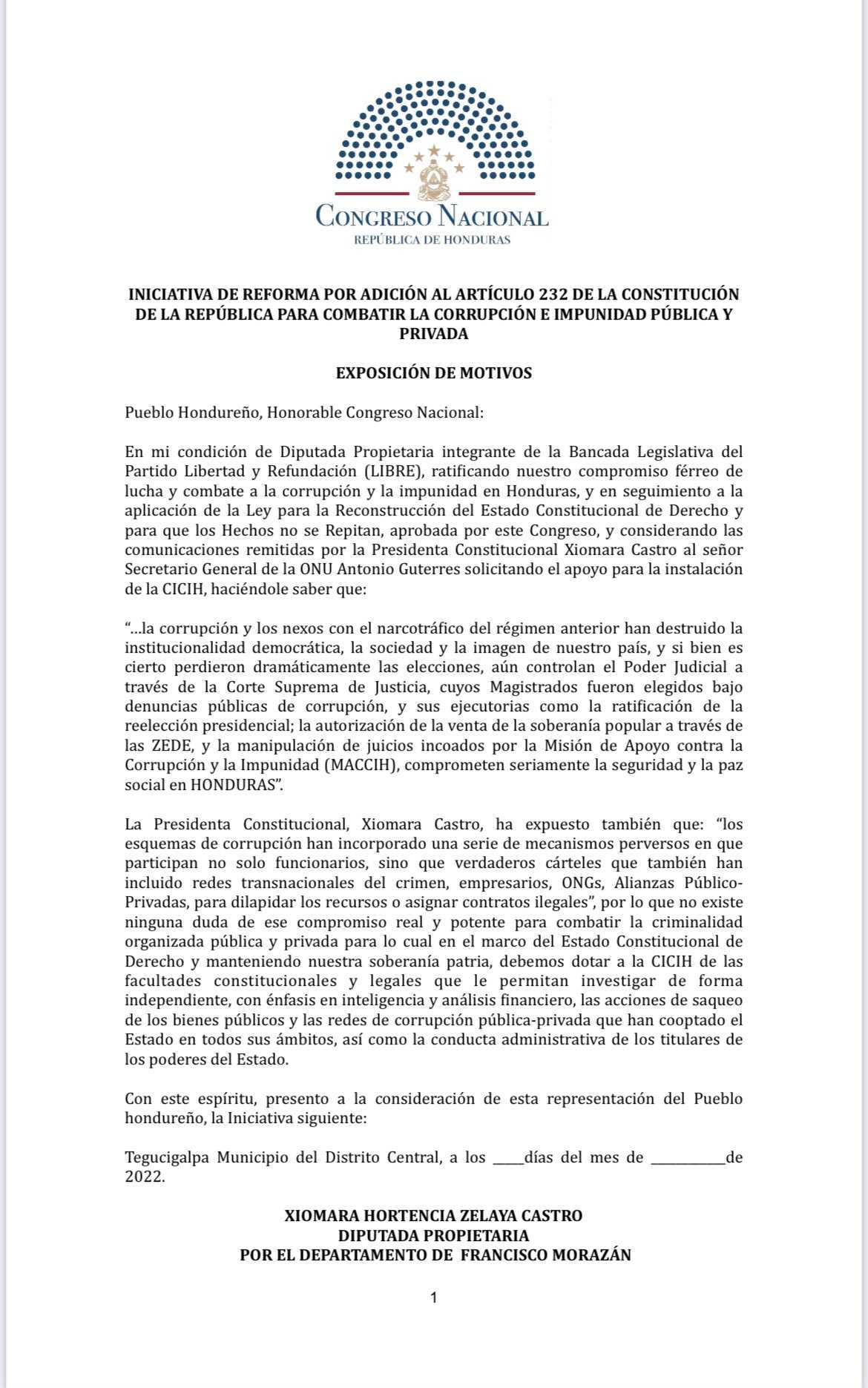 Presentan proyecto  para darle facultades a la CICIH